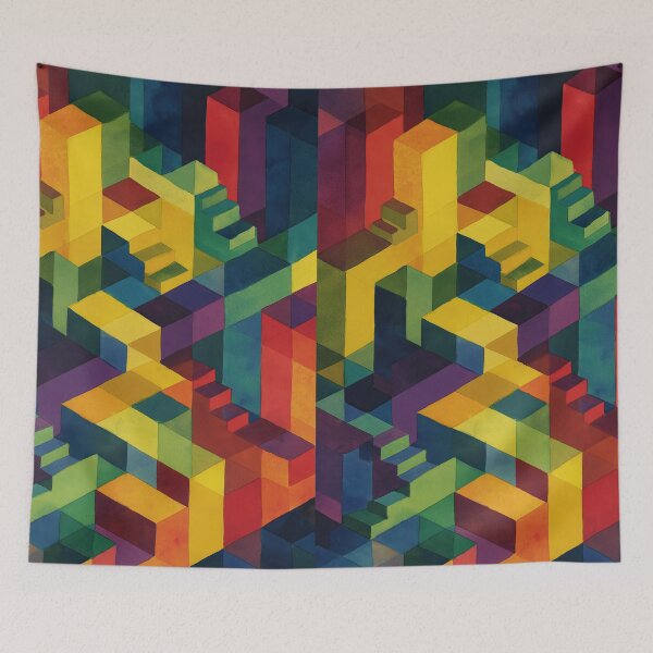 Item preview, Mysterious dream labyrinth rising in surreal watercolor shades designed and sold by Piotrek0001.