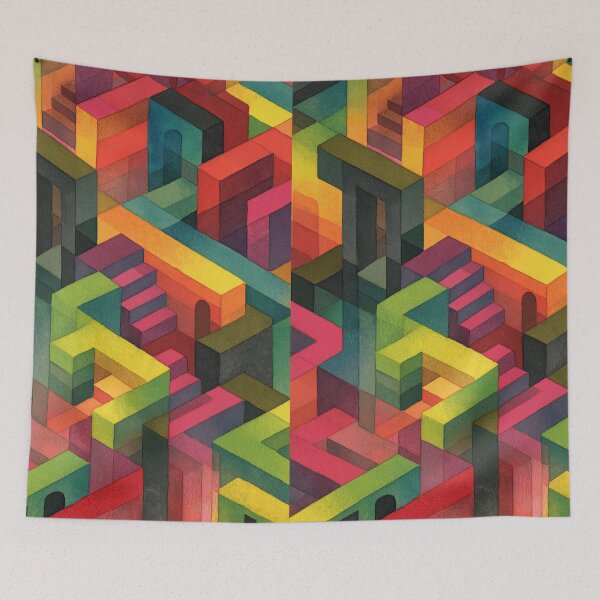Item preview, Watercolor symbolic labyrinth of endless stairs and illusions designed and sold by Piotrek0001.