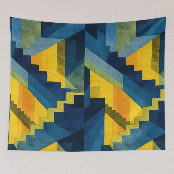 Item preview, Surreal geometric watercolor maze unfolding in dreamlike visions designed and sold by Piotrek0001.
