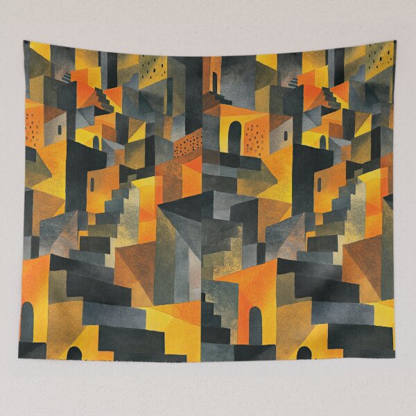 Item preview, Dream labyrinth filled with watercolor stairway illusions designed and sold by Piotrek0001.
