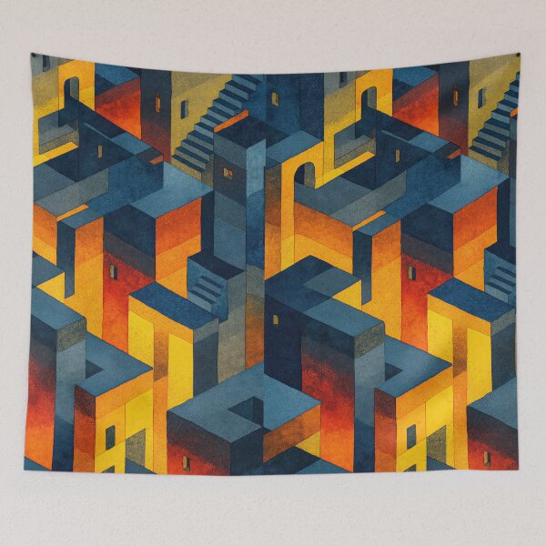 Item preview, Watercolor surreal labyrinth illustrating dreamlike architectural mysteries designed and sold by Piotrek0001.