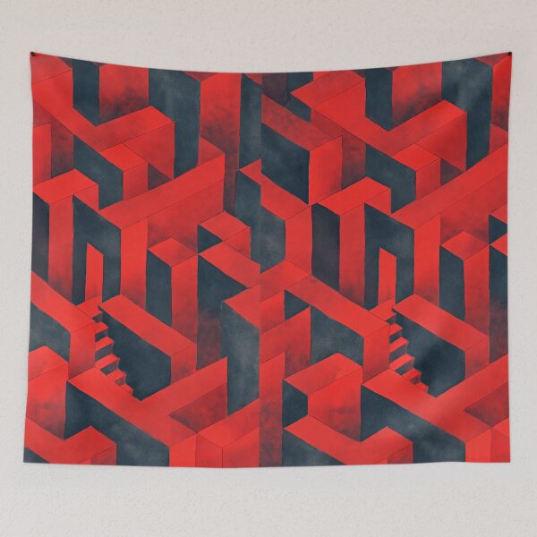 Item preview, Infinite watercolor stair labyrinth with surreal dream atmosphere designed and sold by Piotrek0001.