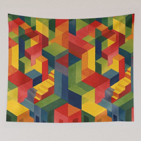 Item preview, Watercolor surreal stair maze inspired by impossible geometry designed and sold by Piotrek0001.