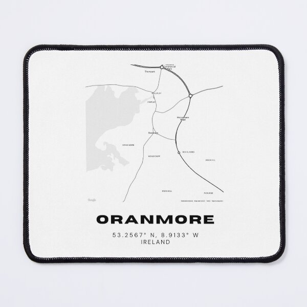 Item preview, Oranmore Ireland Map – Black & White Modern Map Art designed and sold by RM-Journey.
