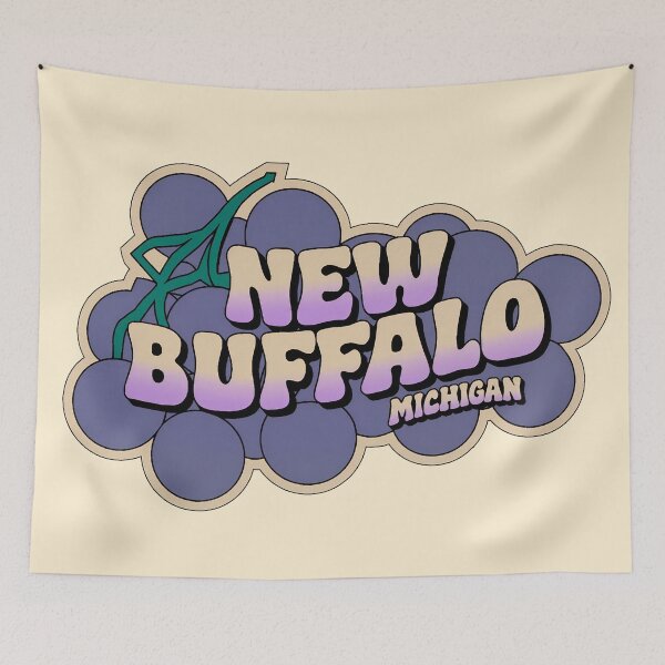 Item preview, New Buffalo Michigan 70s Retro Grape Decal designed and sold by TheOldMittenIllustrated.