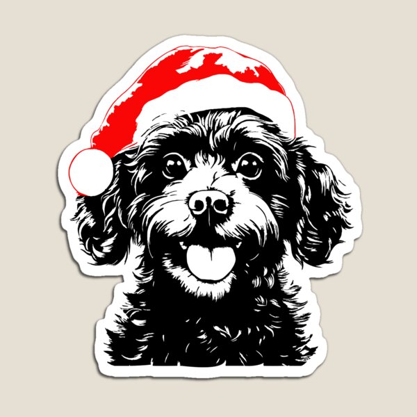 Aperçu de l'œuvre Caniche de Noël - Un caniche festif plein de joie de Noël créée et vendue par JollyCritters.