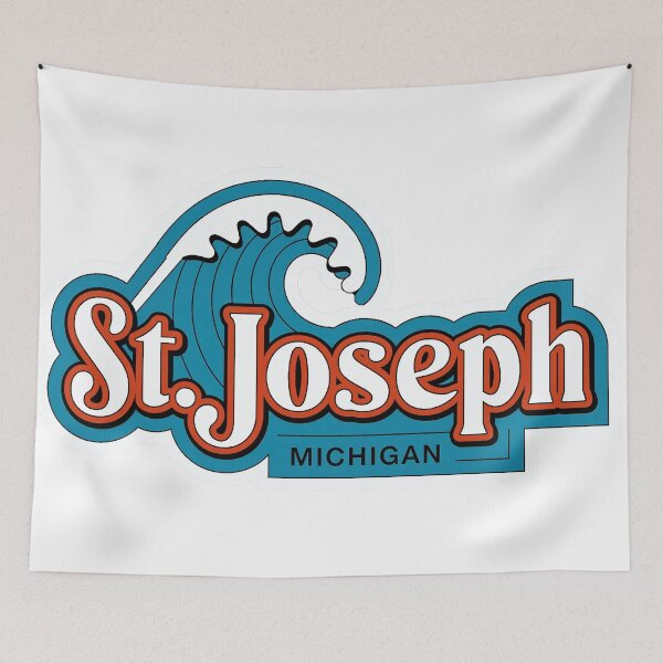 Item preview, St. Joseph Michigan 70s Retro Wave Decal designed and sold by TheOldMittenIllustrated.