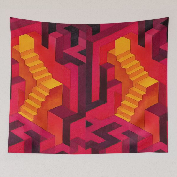 Item preview, Impossible watercolor labyrinth shaped by shifting dream geometry designed and sold by Piotrek0001.