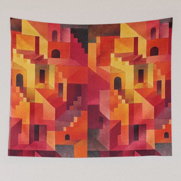 Item preview, Watercolor surreal labyrinth merging geometry, illusions and dream spaces designed and sold by Piotrek0001.