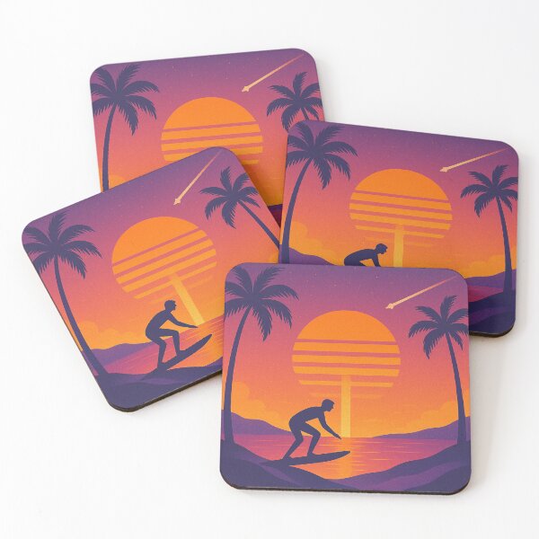 Item preview, Surfer at Sunset, Retro Tropical Beach Illustration designed and sold by IEKdesigns.