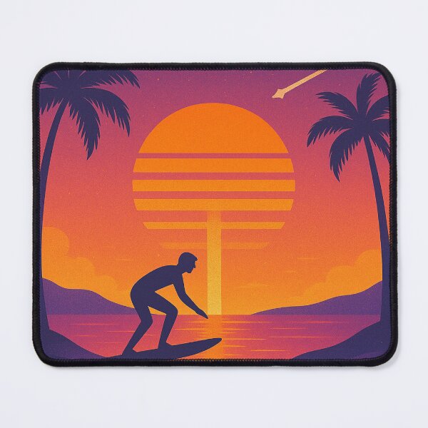 Item preview, Surfer at Sunset, Retro Tropical Beach Illustration designed and sold by IEKdesigns.
