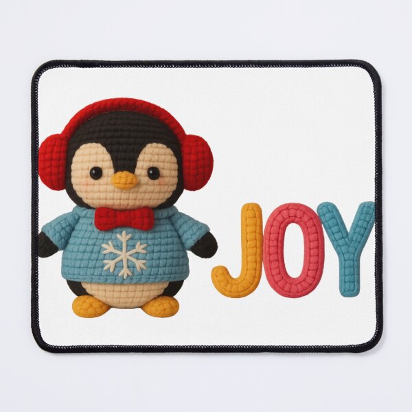Item preview, Festive Penguin Amigurumi with JOY Letters - Christmas Crochet Art designed and sold by Tiny Stitch World.