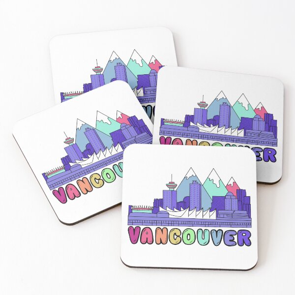 Item preview, Vancouver Skyline Art - Hand Drawn City Illustration with Rainbow Bubble Letters designed and sold by nomadraconteur.