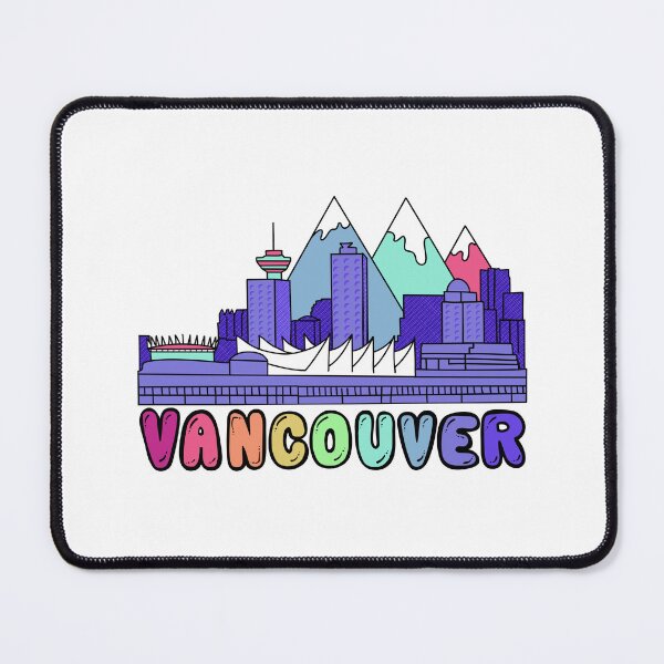 Item preview, Vancouver Skyline Art - Hand Drawn City Illustration with Rainbow Bubble Letters designed and sold by nomadraconteur.