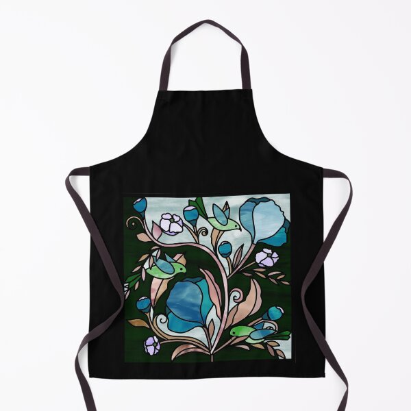 Item preview, Art nouveau stained glass green birds and flowers designed and sold by ahahdodo.