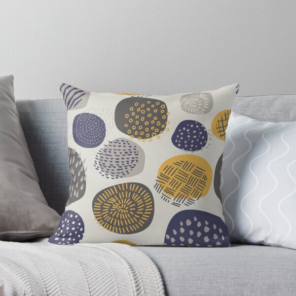 Item preview, Abstract Pattern of Circles in Navy and Mustard designed and sold by latheandquill.