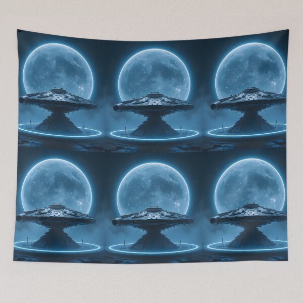 Item preview, Blues Moon Spaceships Powerful Galactic Journeys Unfold Art designed and sold by ART ATTACK ZONE.