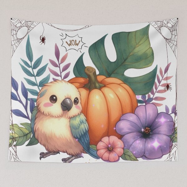 Item preview, Autumn Pumpkin Parrot – Cute Tropical Fall Bird Illustration designed and sold by Sugar Wisdom .