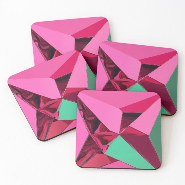 Artikelvorschau, Geometrische Chrom-Wandkunst in Pink, Rot und Grün – Moderner abstrakter Druck entworfen und verkauft von Harmonic_Layers.