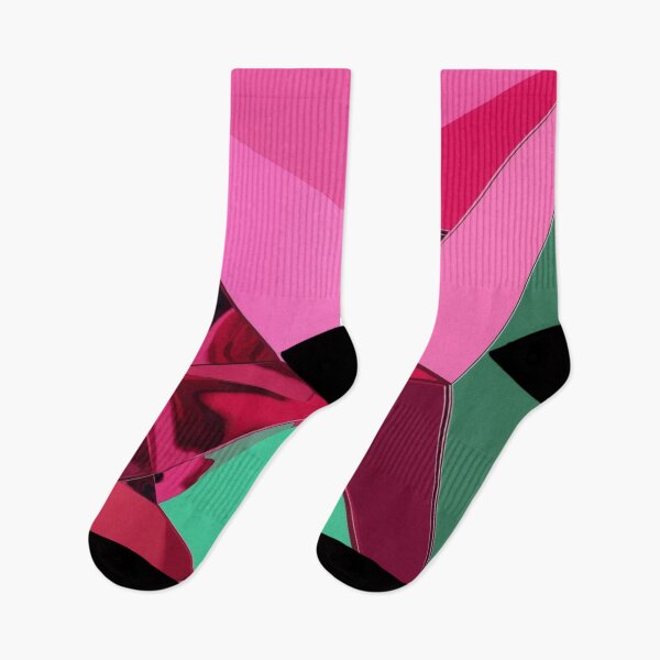 Item preview, Geometric Chrome Wall Art in Pink, Red, and Green – Modern Abstract Print designed and sold by Harmonic_Layers.