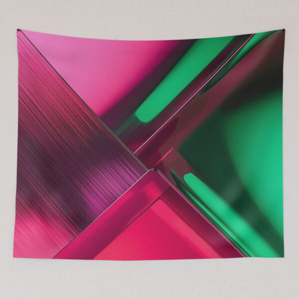 Item preview, Minimal Futuristic Geometric Chrome Art in Pink, Red, and Green designed and sold by Harmonic_Layers.