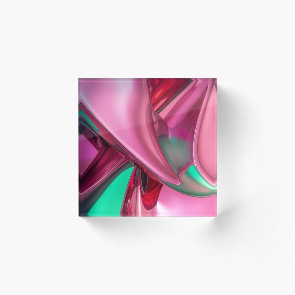 Aperçu de l'œuvre Art abstrait fluide métallique chromé en rose, rouge et vert créée et vendue par Harmonic_Layers.