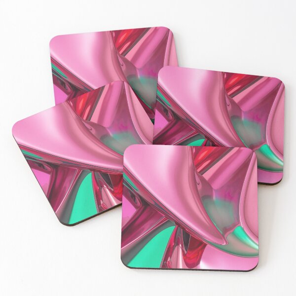 Item preview, Abstract Fluid Metallic Chrome Art in Pink, Red, and Green designed and sold by Harmonic_Layers.