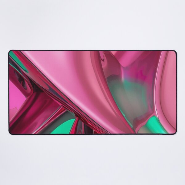 Aperçu de l'œuvre Art abstrait fluide métallique chromé en rose, rouge et vert créée et vendue par Harmonic_Layers.