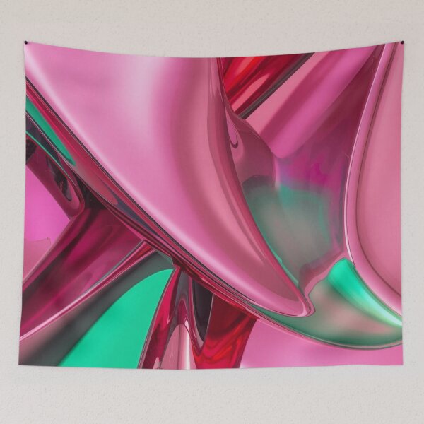 Item preview, Abstract Fluid Metallic Chrome Art in Pink, Red, and Green designed and sold by Harmonic_Layers.