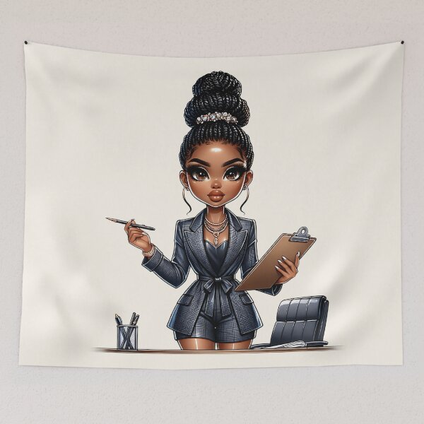 Item preview, Beautiful Brown Skin Girl with Curly Hair – Elegant Art Style designed and sold by Lulunza.