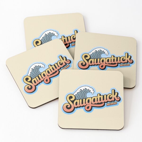 Item preview, Saugatuck Michigan 70s Retro Wave Decal designed and sold by TheOldMittenIllustrated.