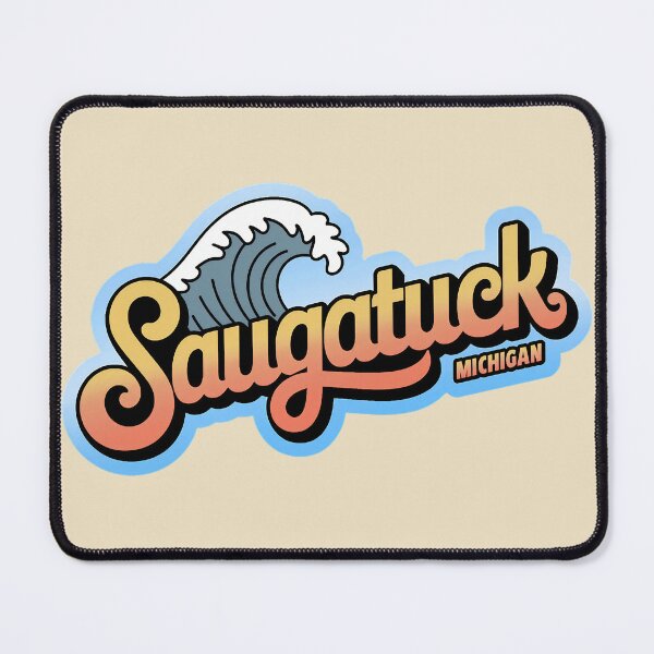 Item preview, Saugatuck Michigan 70s Retro Wave Decal designed and sold by TheOldMittenIllustrated.