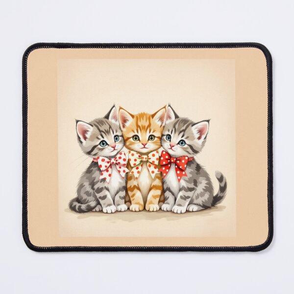 Item preview, Vintage Kitten Trio with Polka Dot Bows - Cute Cat Lover Gift designed and sold by NewAspect.