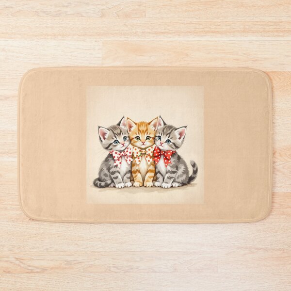 Item preview, Vintage Kitten Trio with Polka Dot Bows - Cute Cat Lover Gift designed and sold by NewAspect.