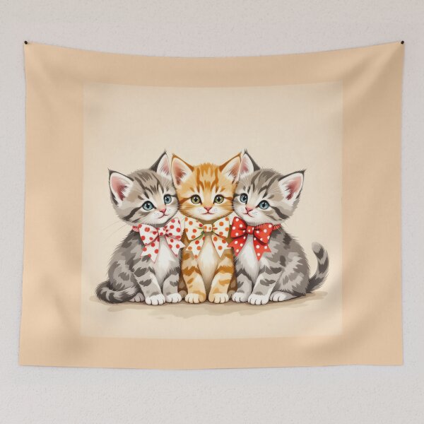 Item preview, Vintage Kitten Trio with Polka Dot Bows - Cute Cat Lover Gift designed and sold by NewAspect.