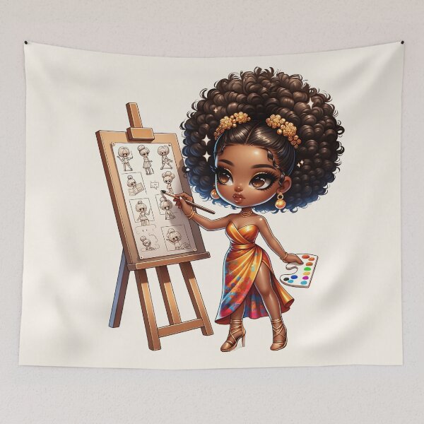 Item preview, Stylish Brown Girl with Afro –art girl designed and sold by Lulunza.