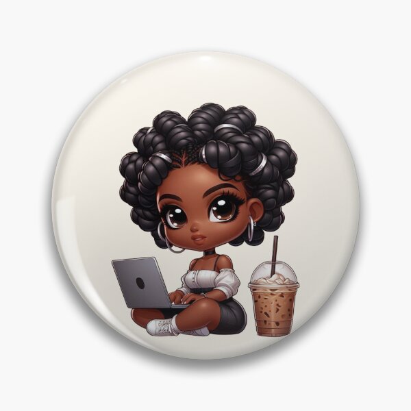 Item preview, Lov ely Dark Skin Girl with Ponytail – Cute Art designed and sold by Lulunza.