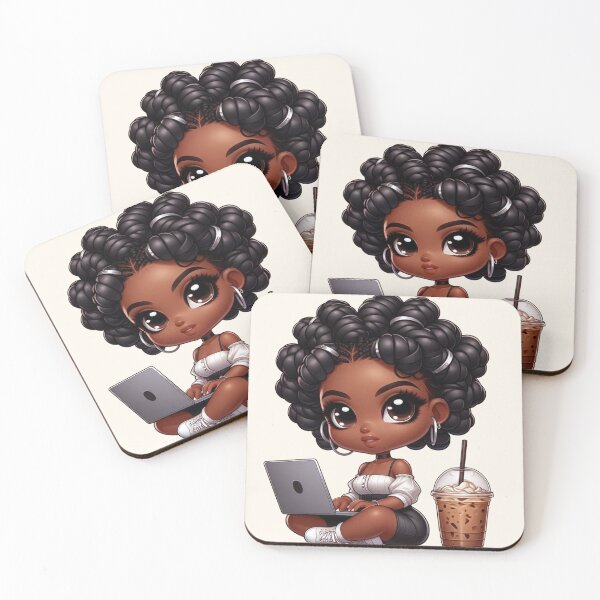 Item preview, Lov ely Dark Skin Girl with Ponytail – Cute Art designed and sold by Lulunza.