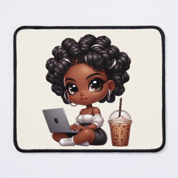 Item preview, Lov ely Dark Skin Girl with Ponytail – Cute Art designed and sold by Lulunza.