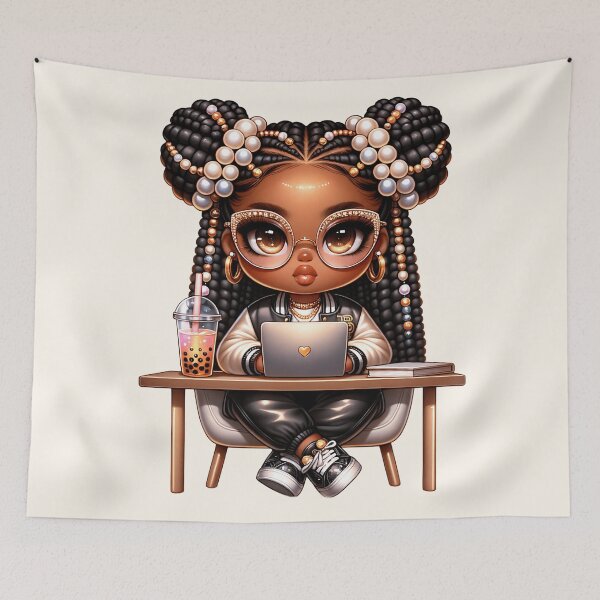 Item preview, Chic Brown Girl with Headband – Trendy Illustration designed and sold by Lulunza.