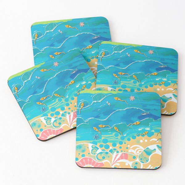 Item preview, Colorful Ocean Waves Beach Fish Illustration designed and sold by SassyArtistry.