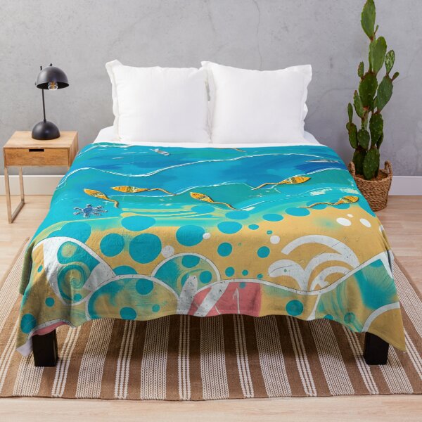 Item preview, Colorful Ocean Waves Beach Fish Illustration designed and sold by SassyArtistry.
