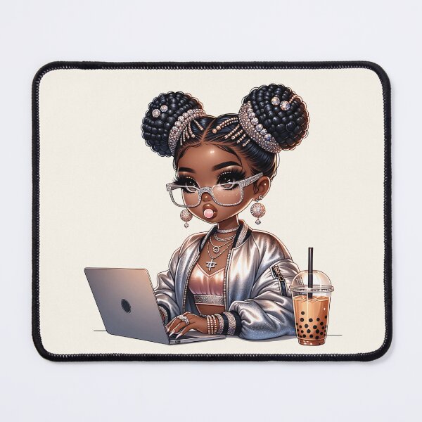 Item preview, Happy Black Girl with Puffs – Playful Cartoon Style designed and sold by Lulunza.