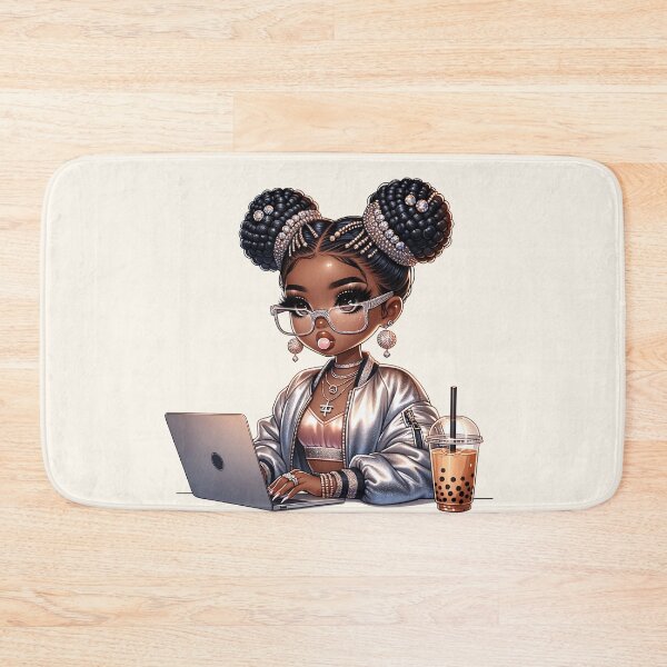 Item preview, Happy Black Girl with Puffs – Playful Cartoon Style designed and sold by Lulunza.