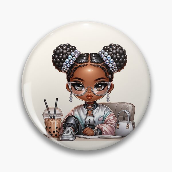 Item preview, Sweet Brown Skin Girl with Sparkling Eyes – Cute Character Art designed and sold by Lulunza.