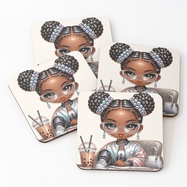 Item preview, Sweet Brown Skin Girl with Sparkling Eyes – Cute Character Art designed and sold by Lulunza.