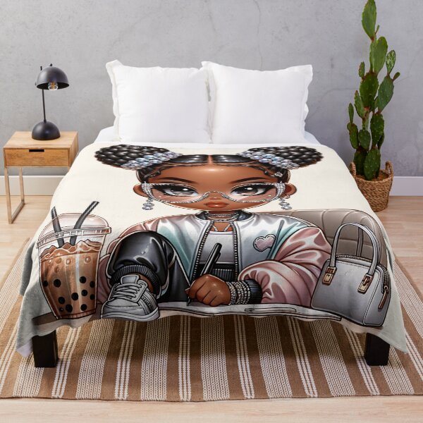 Item preview, Sweet Brown Skin Girl with Sparkling Eyes – Cute Character Art designed and sold by Lulunza.