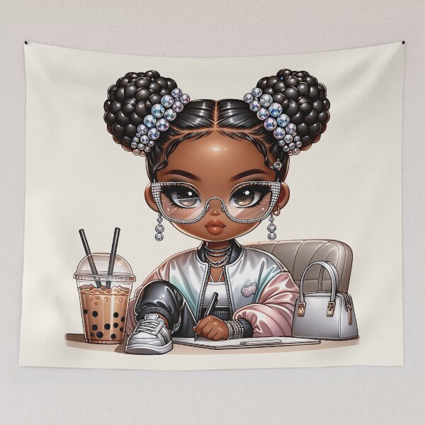 Item preview, Sweet Brown Skin Girl with Sparkling Eyes – Cute Character Art designed and sold by Lulunza.