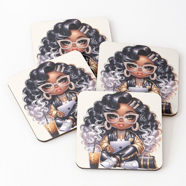 Item preview, Gorgeous Black Girl with Long Braids – Elegant Drawing designed and sold by Lulunza.