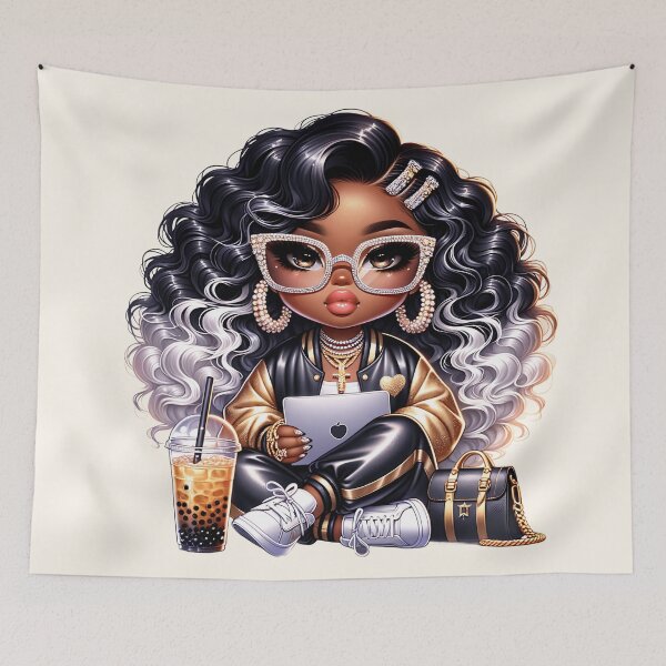 Item preview, Gorgeous Black Girl with Long Braids – Elegant Drawing designed and sold by Lulunza.